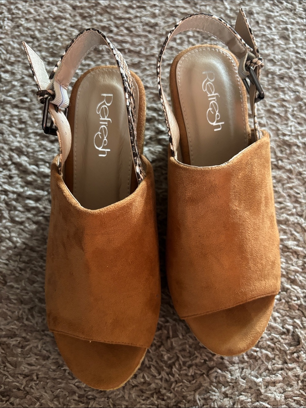 Refresh Women's Tan Suede Open-Toe Slingback Mules